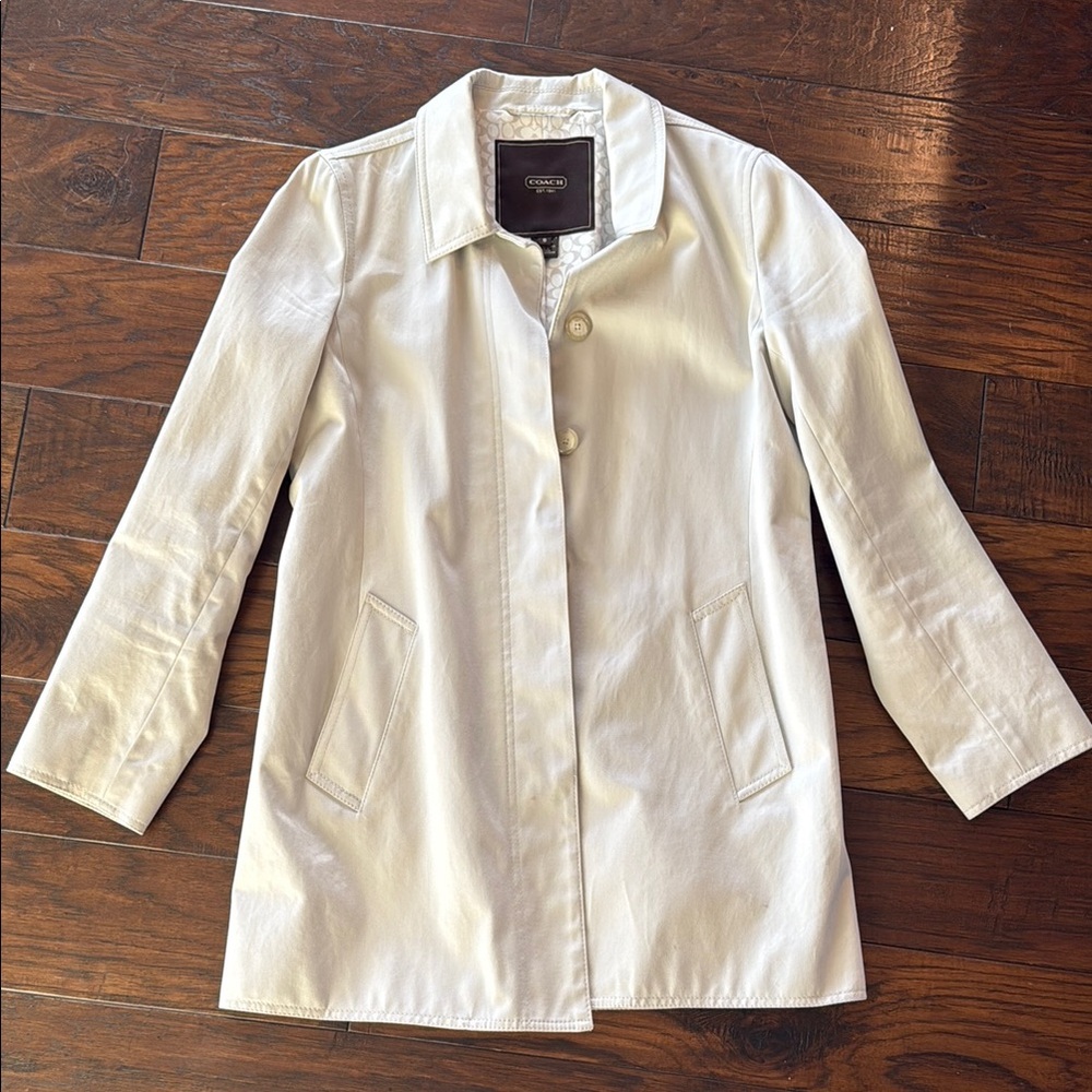 Coach White Trench Coat Minimalist Design